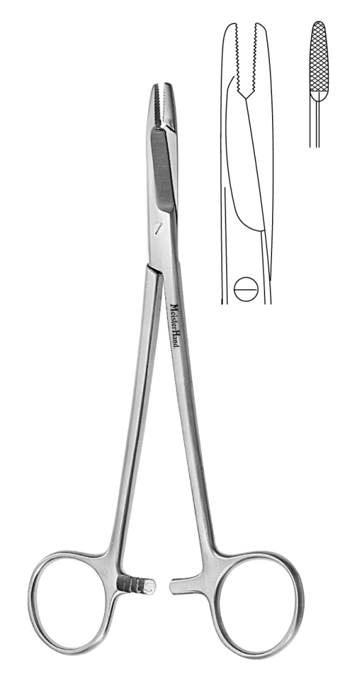 Needle Holder Olsen-Hegar 4-3/4 Inch Length Straight Serrated Jaw Finger Ring Handle by Integra York PA, Inc. (Miltex)  ID MH8-14